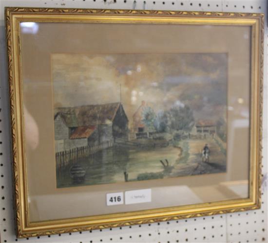 Watercolour of a river scene